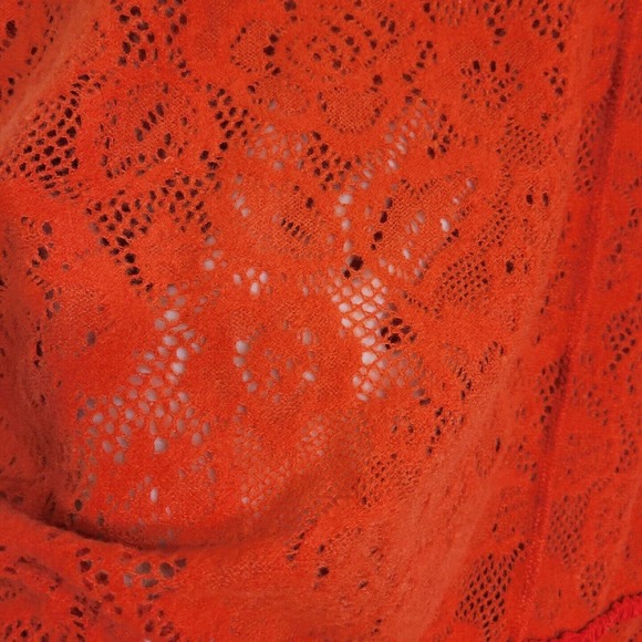 Free People Not Cold in This Bright Orange Knit Lace Oversized Sweater - Picture 5 of 7